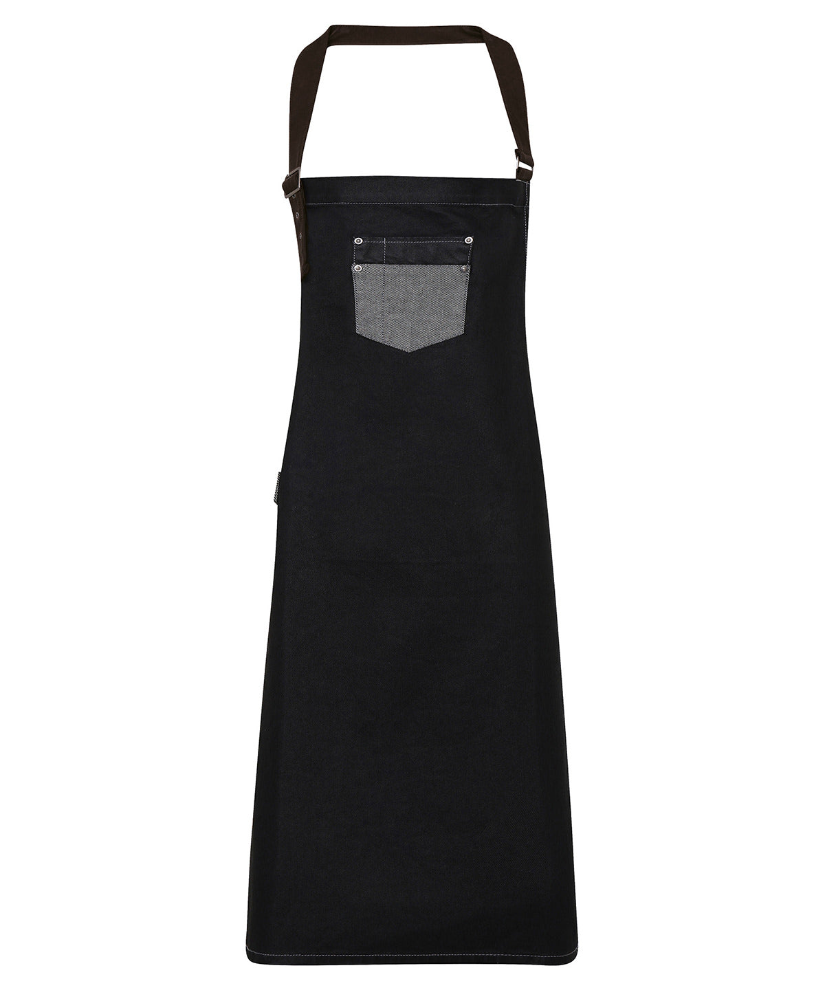 PR136 Division waxed-look denim bib apron with faux leather