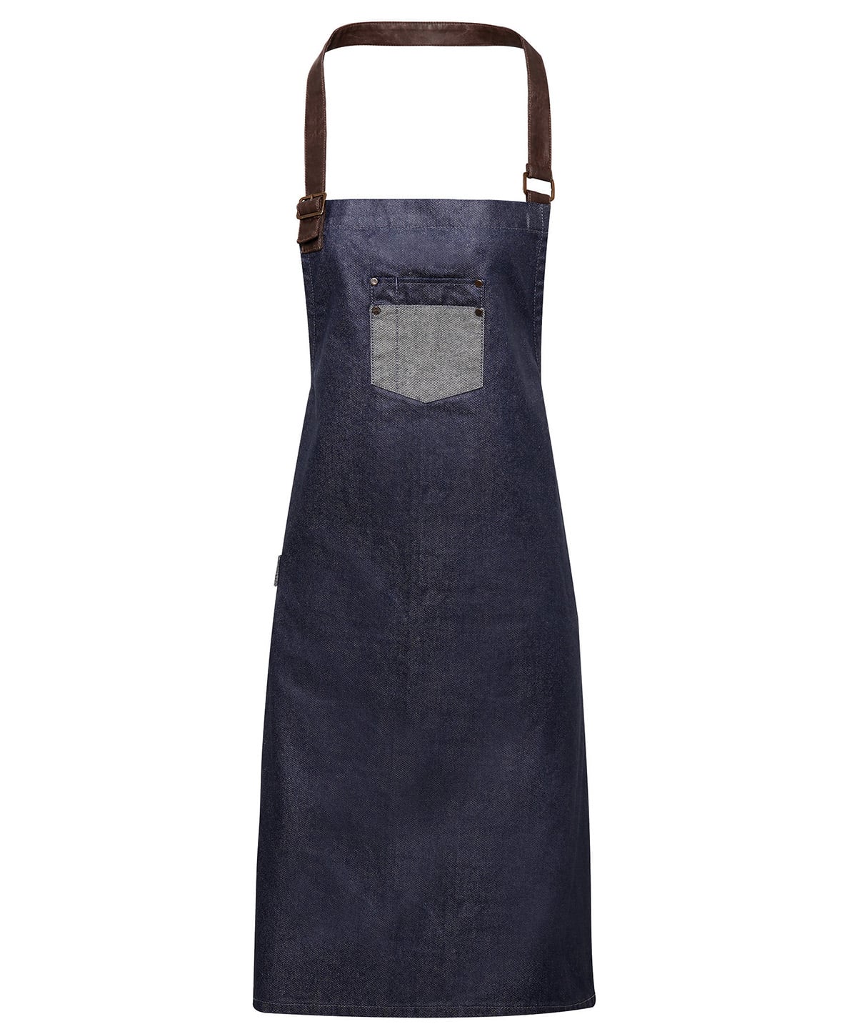 PR136 Division waxed-look denim bib apron with faux leather
