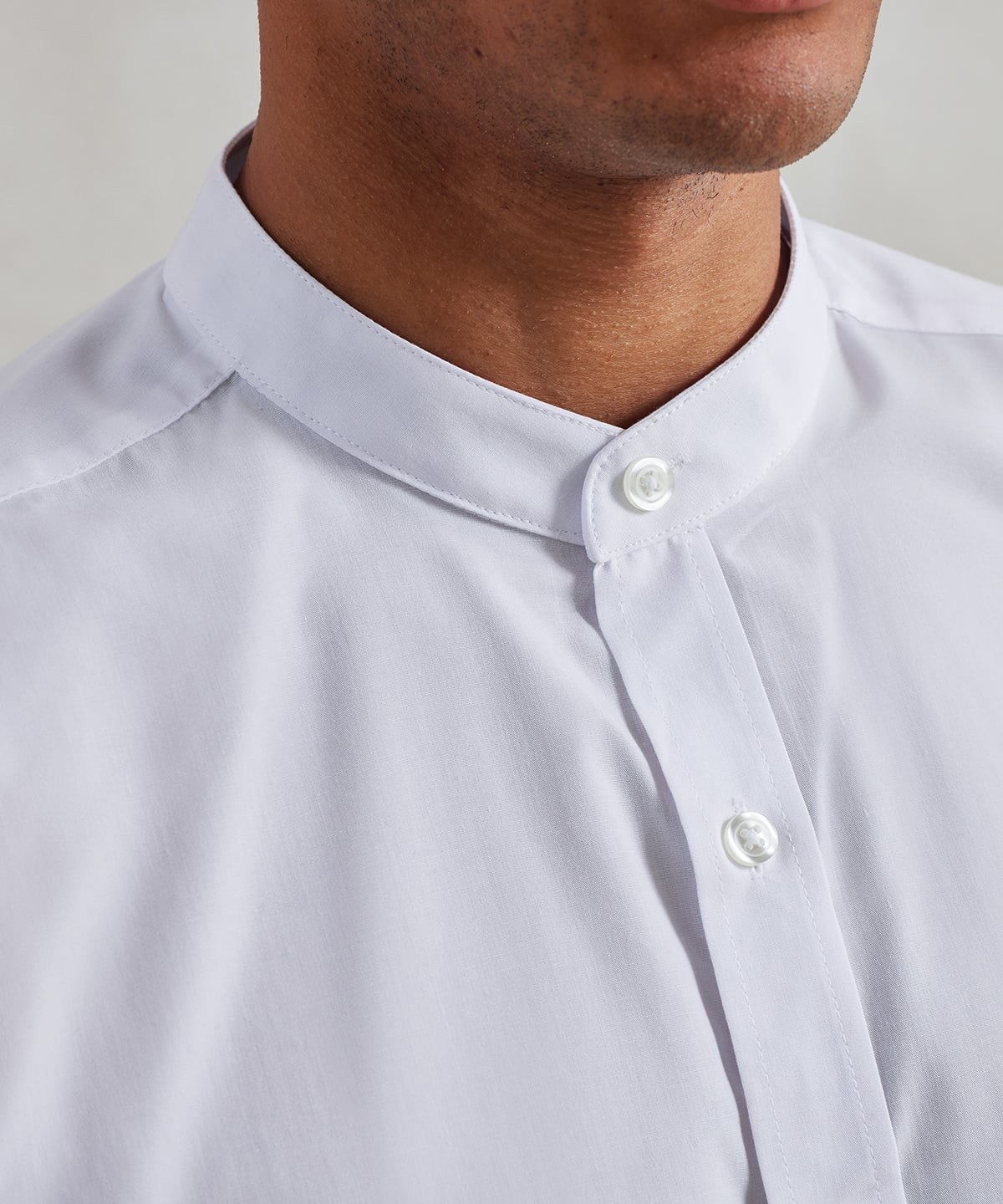 PR258 Banded collar grandad long sleeve shirt