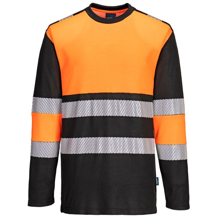 Portwest PW3 Hi-Vis Cotton Comfort Class 1 T-Shirt Long Sleeve PW312