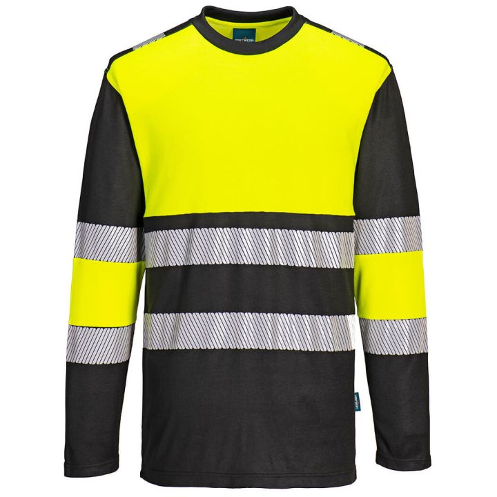 Portwest PW3 Hi-Vis Cotton Comfort Class 1 T-Shirt Long Sleeve PW312