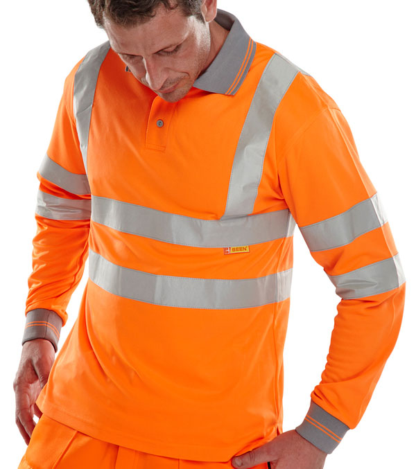 Hi-Viz Long Sleeve Polo Shirt - Orange