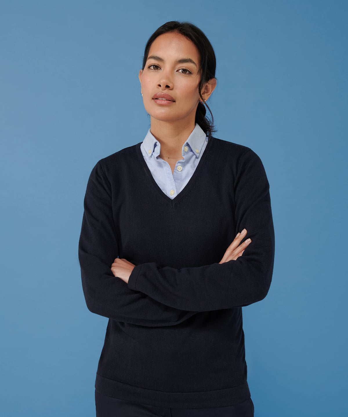 HB721 Women's 12 gauge v-neck jumper