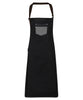 PR136 Division waxed-look denim bib apron with faux leather