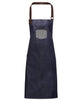 PR136 Division waxed-look denim bib apron with faux leather